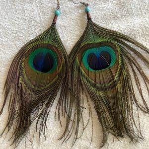 Peacock feather earrings